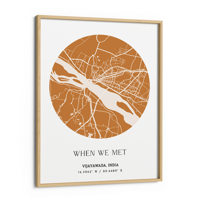 Map Art - Mustard - The Minimalist Nook At You Matte Paper Wooden Frame