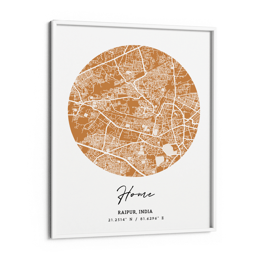 Map Art - Mustard - The Minimalist Nook At You Matte Paper White Frame