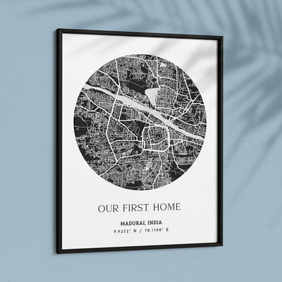 Map Art - Slate Grey - The Minimalist Nook At You  