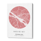 Custom Map Art - Baby Pink - The Minimalist