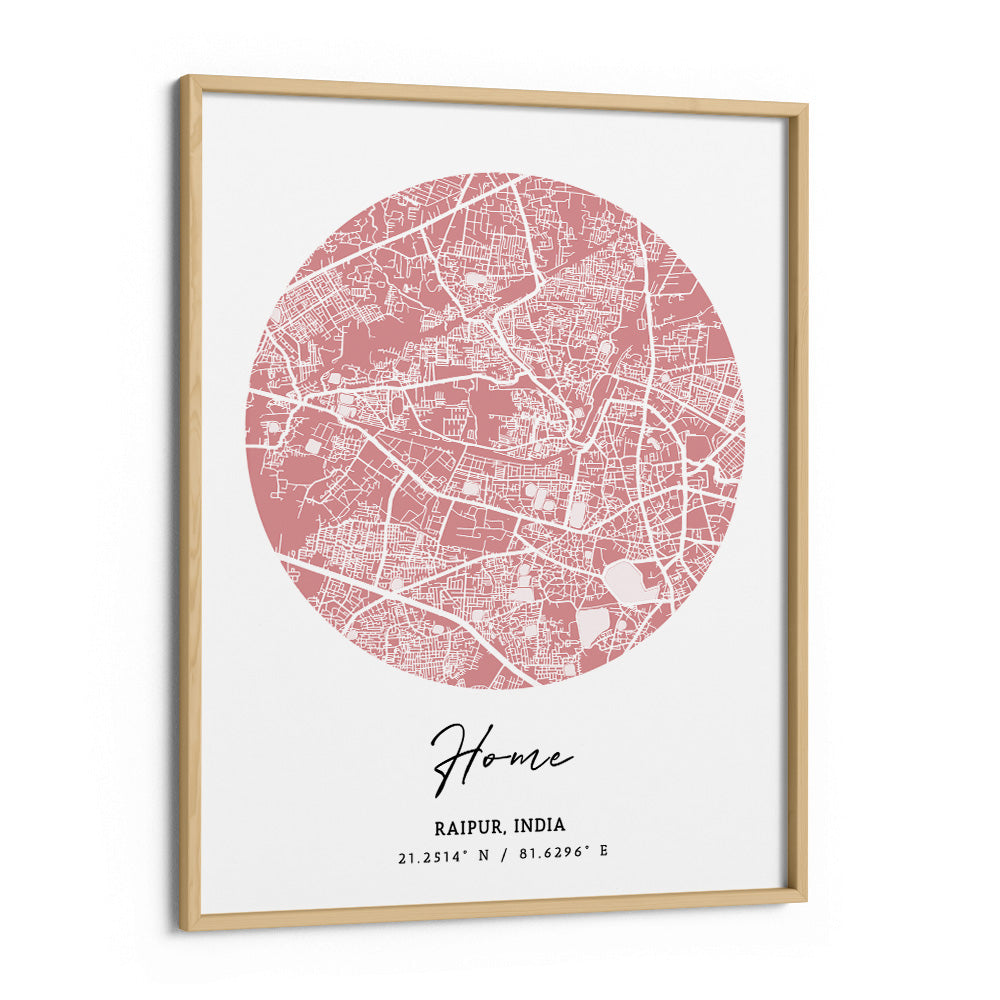 Map Art - Baby Pink - The Minimalist Nook At You Matte Paper Wooden Frame