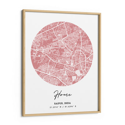 Map Art - Baby Pink - The Minimalist Nook At You Matte Paper Wooden Frame