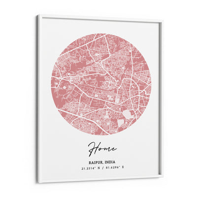 Map Art - Baby Pink - The Minimalist Nook At You Matte Paper White Frame