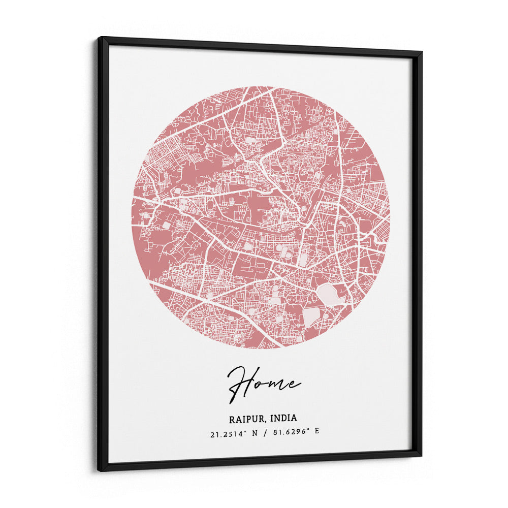 Map Art - Baby Pink - The Minimalist Nook At You Matte Paper Black Frame