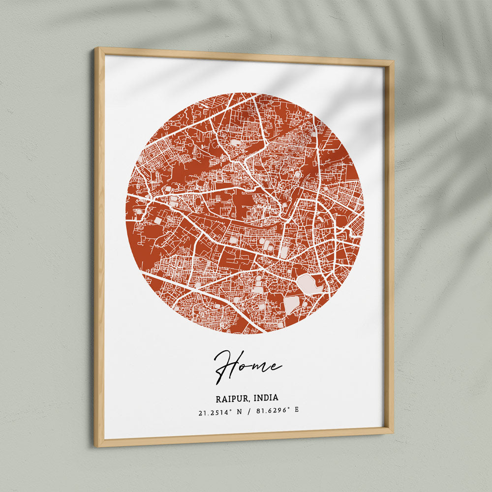 Map Art - Burnt Orange - The Minimalist Nook At You  