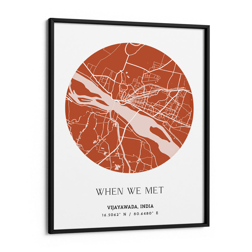 Map Art - Burnt Orange - The Minimalist Nook At You Matte Paper Black Frame
