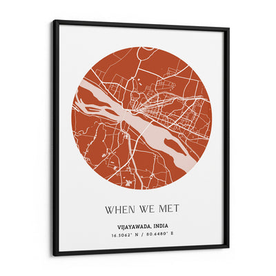 Map Art - Burnt Orange - The Minimalist Nook At You Matte Paper Black Frame