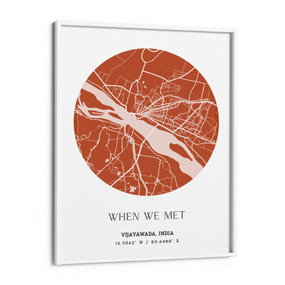 Map Art - Burnt Orange - The Minimalist Nook At You Matte Paper White Frame