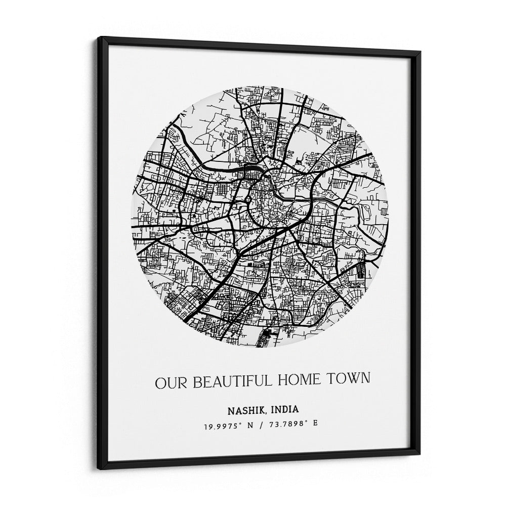 Map Art - White - The Minimalist Nook At You Matte Paper Black Frame