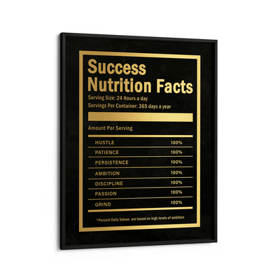 Success Nutrition Facts Nook At You Matte Paper Black Frame