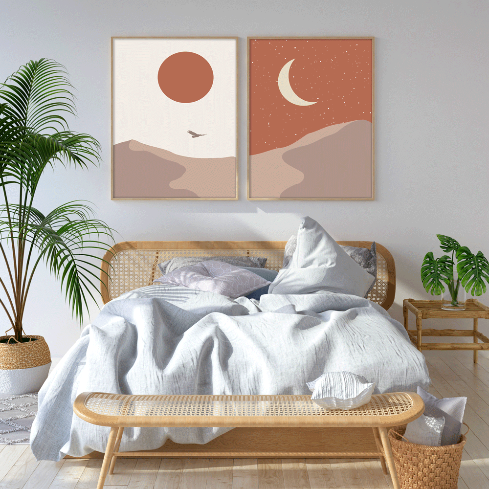 Boho Sun & Moon Nook At You Matte Paper Rolled Art