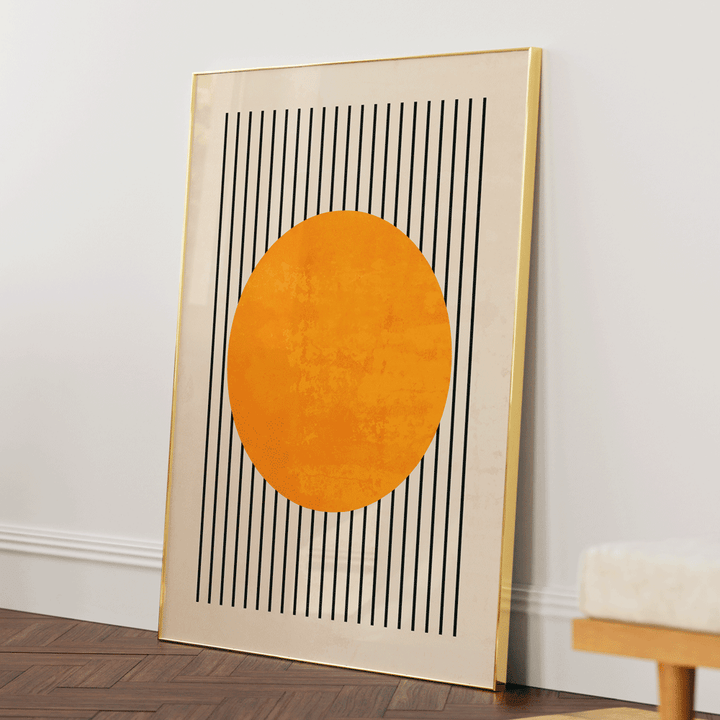 Sun Colour Block Abstract Art Prints-Gold Metal Frame-Nook At You