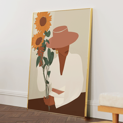 Sunflower Harmony Nook At You Matte Paper Gold Metal Frame