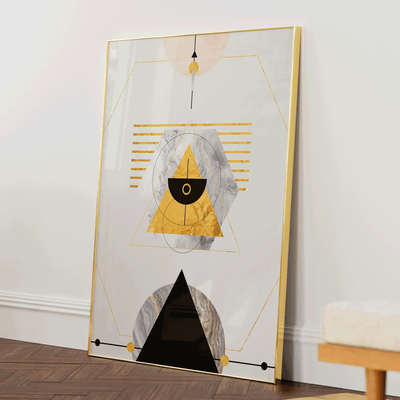 Trippy Geometry Nook At You Matte Paper Gold Metal Frame