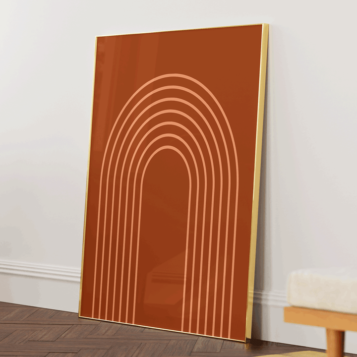 Terracotta Geometric Nook At You Matte Paper Gold Metal Frame