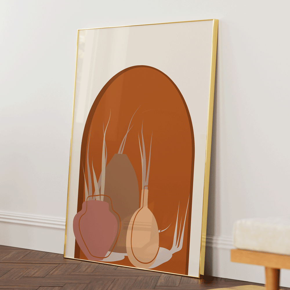 Terracotta Pots Nook At You Matte Paper Gold Metal Frame