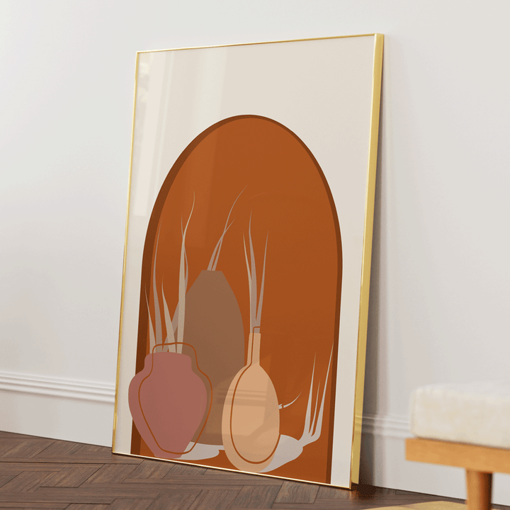 Terracotta Pots Nook At You Matte Paper Gold Metal Frame