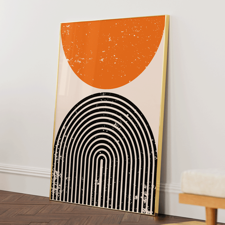 Textured Burnt Orange Geometric Nook At You Matte Paper Gold Metal Frame