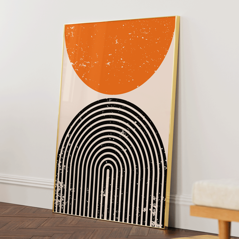 Textured Burnt Orange Geometric Nook At You Matte Paper Gold Metal Frame