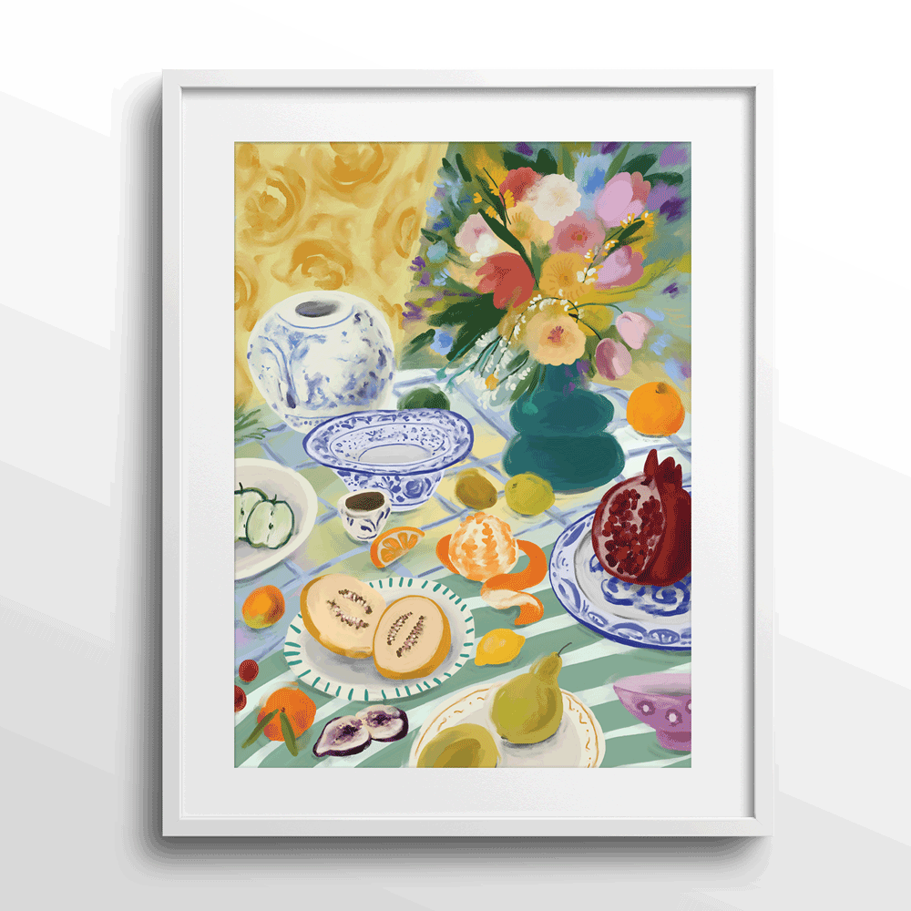 Summer Picnic (Without Text) Nook At You Matte Paper White Frame With Mount