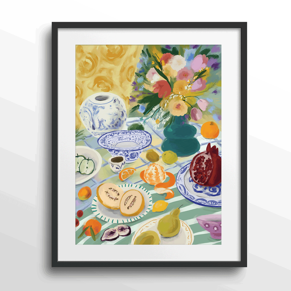 Summer Picnic (Without Text) Nook At You Matte Paper Black Frame With Mount
