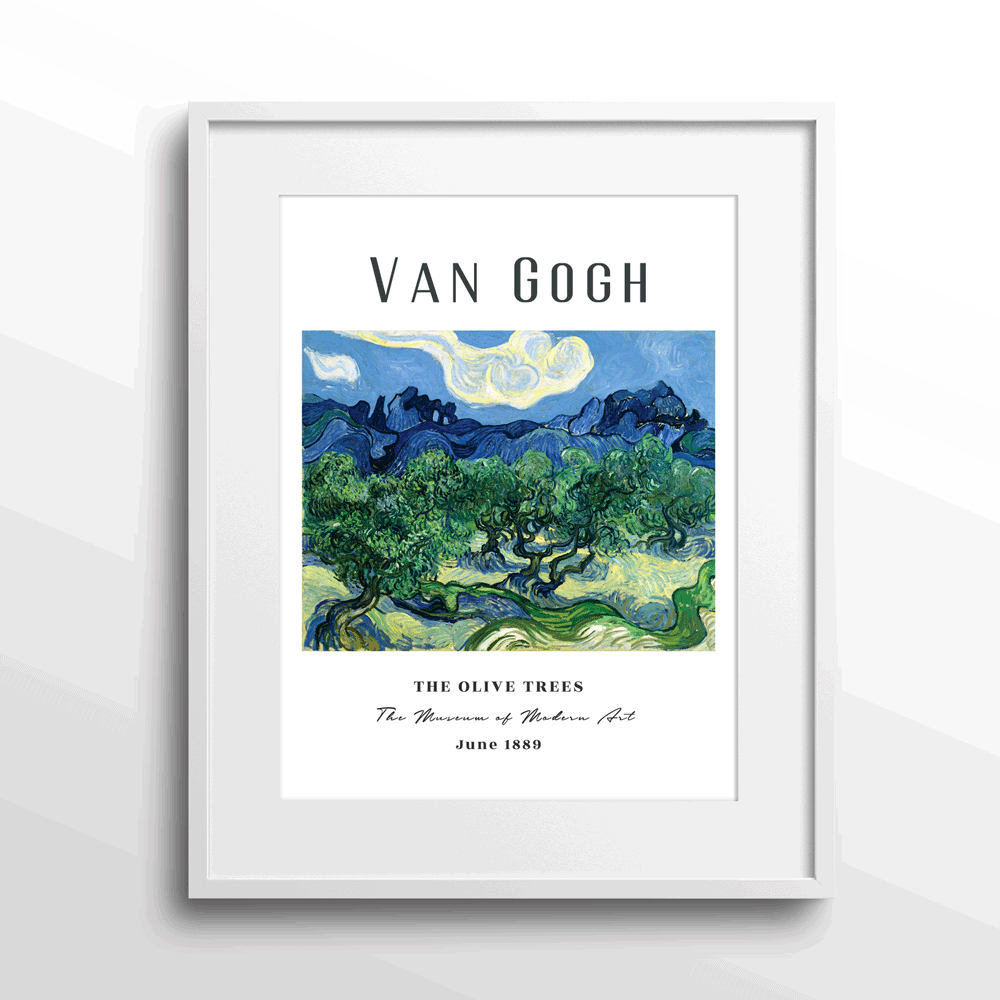 Vincent Van Gogh - The Olive Trees (1889) Nook At You Matte Paper White Frame With Mount
