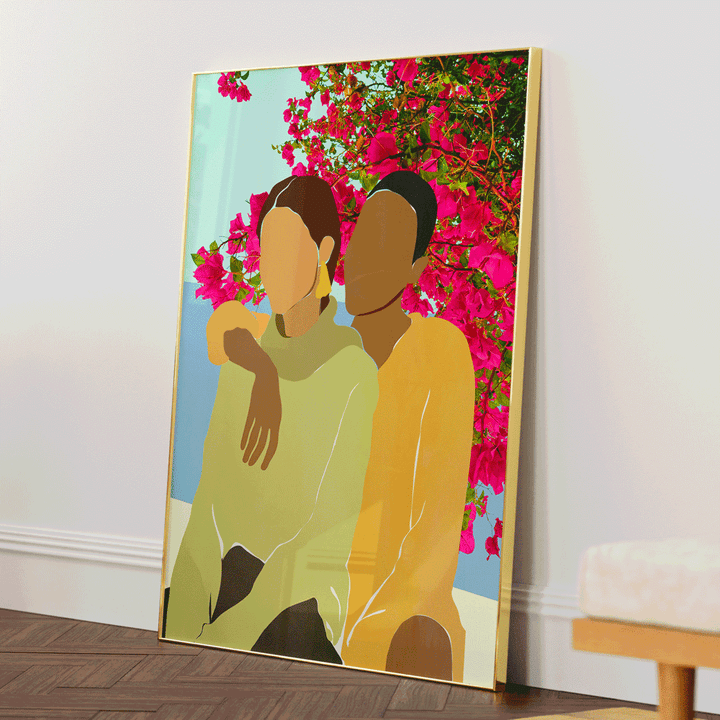 Under The Bougainvillea Tree Nook At You Matte Paper Gold Metal Frame