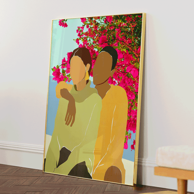 Under The Bougainvillea Tree Nook At You Matte Paper Gold Metal Frame