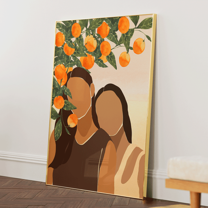 Under The Orange Tree Nook At You Matte Paper Gold Metal Frame