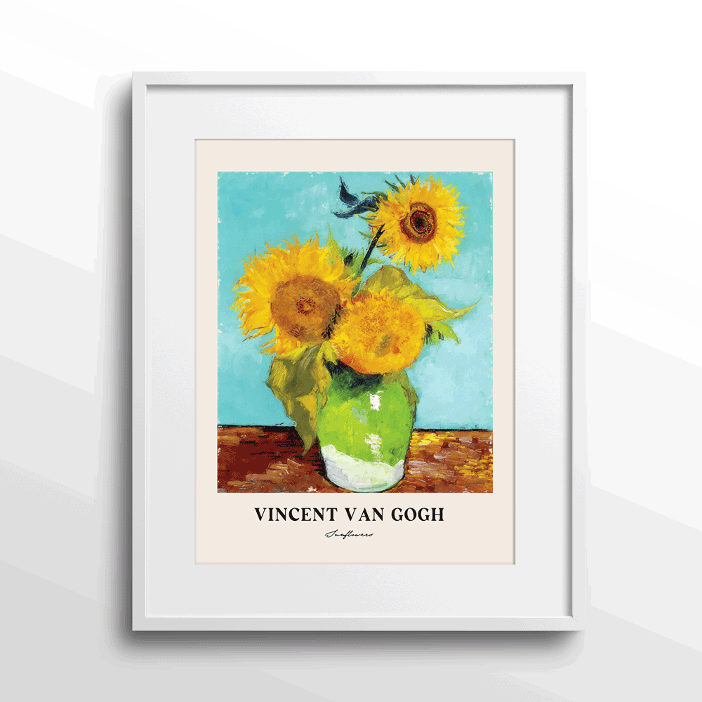 Vincent Van Gogh - Sunflowers (1887) Nook At You Matte Paper White Frame With Mount