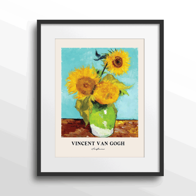 Vincent Van Gogh - Sunflowers (1887) Nook At You Matte Paper Black Frame With Mount