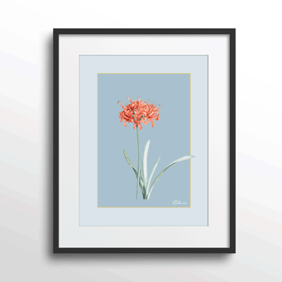 Ruby Blossom - Powder Blue Nook At You Matte Paper Black Frame With Mount