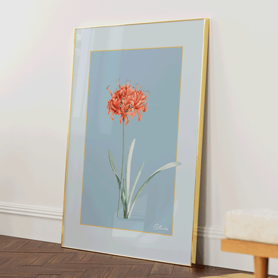 Ruby Blossom - Powder Blue Nook At You Matte Paper Gold Metal Frame