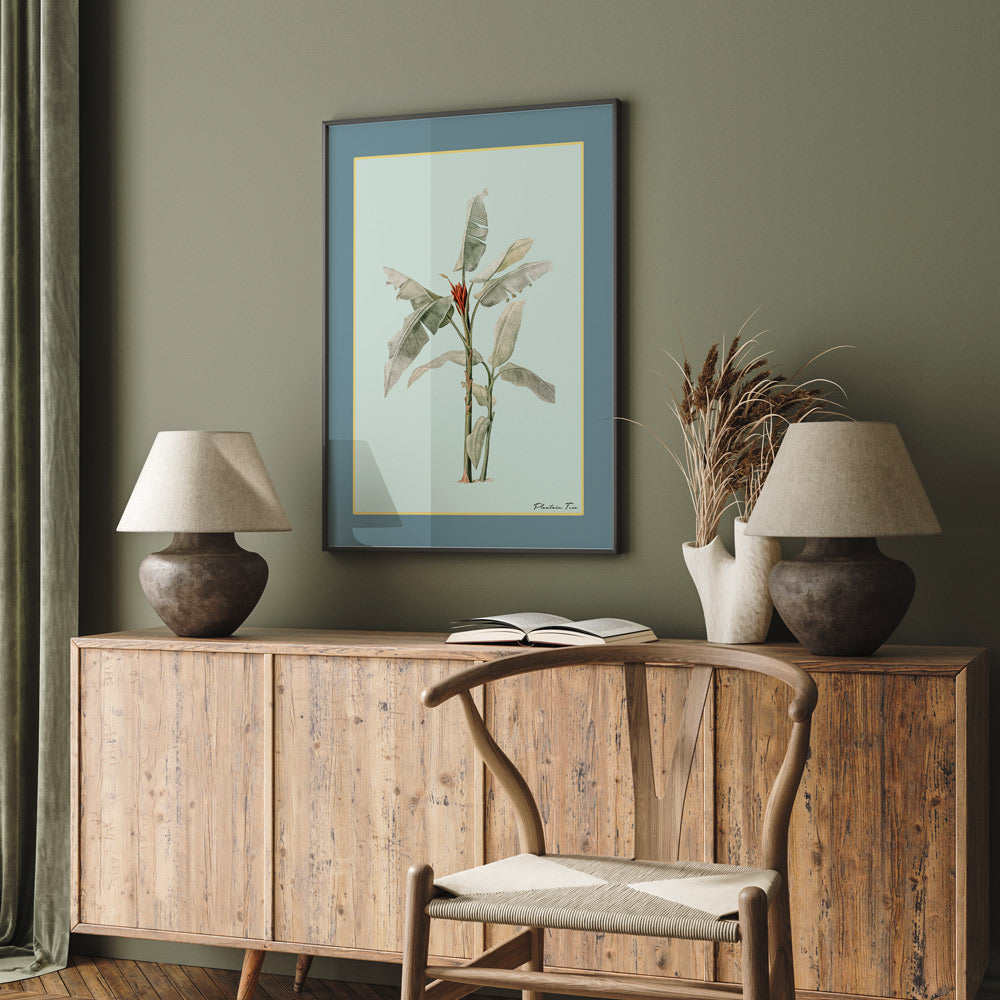 Plantain Tree III - Teal Nook At You Matte Paper Rolled Art