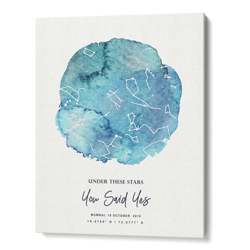 Custom Star Map - Watercolour Nook At You Canvas Gallery Wrap