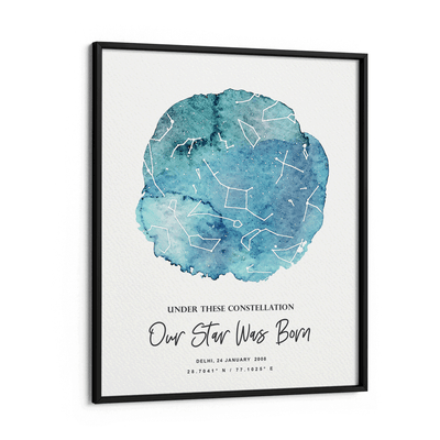 Custom Star Map - Watercolour Nook At You Matte Paper Black Frame