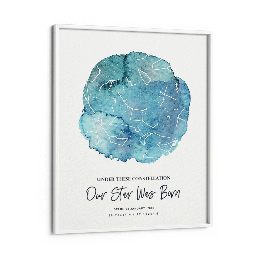 Custom Star Map - Watercolour Nook At You Matte Paper White Frame