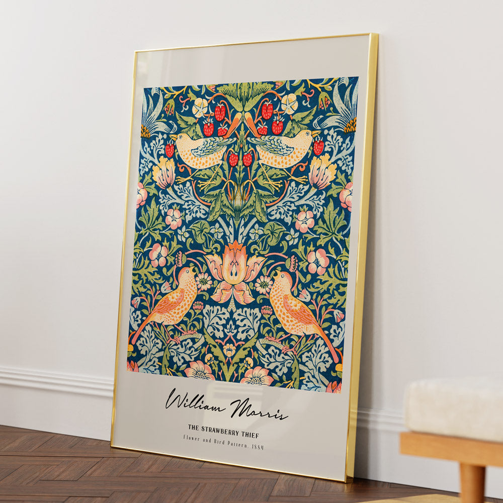 William Morris - The Strawberry Thief 1884 Nook At You Matte Paper Gold Metal Frame