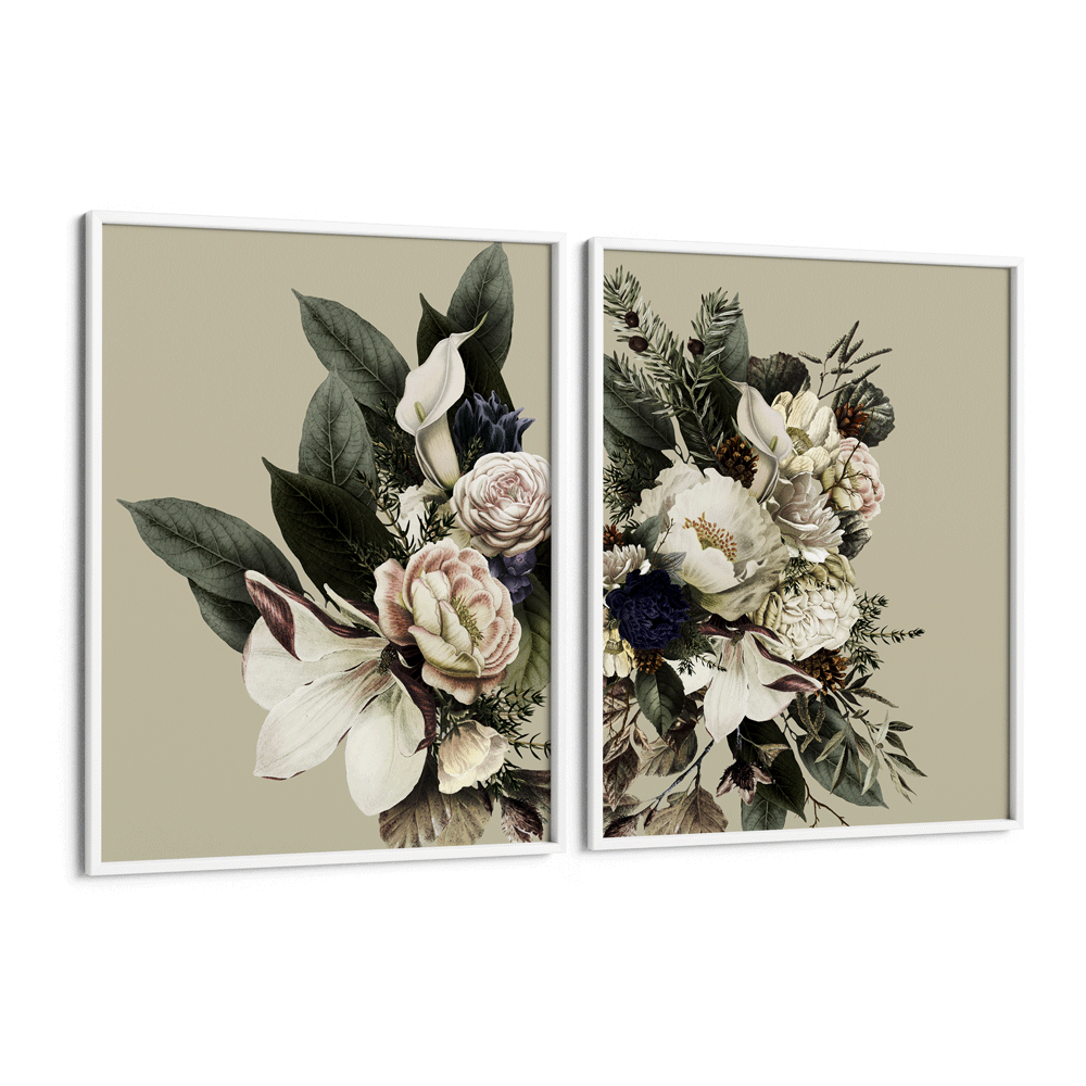 Winter Bouquet Set of 2 Nook At You Matte Paper White Frame