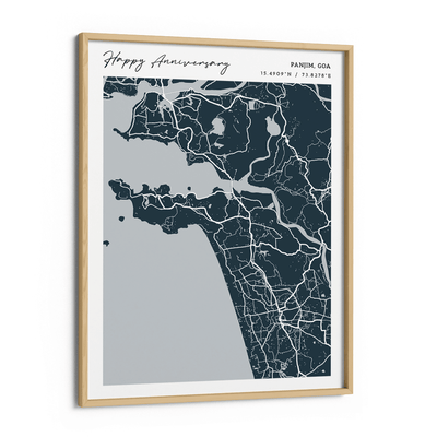 Map Art - Deep Blue - Modern #2 Nook At You Canvas Wooden Frame