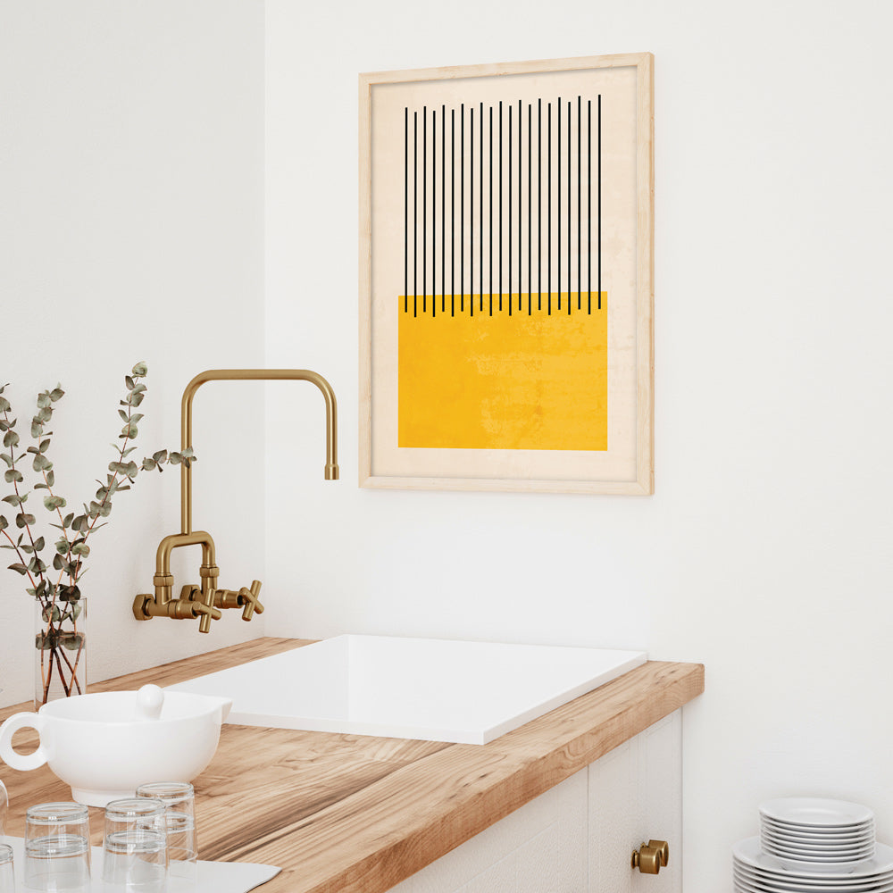 Lemon Colour Block Abstract Art Prints-Nook At You
