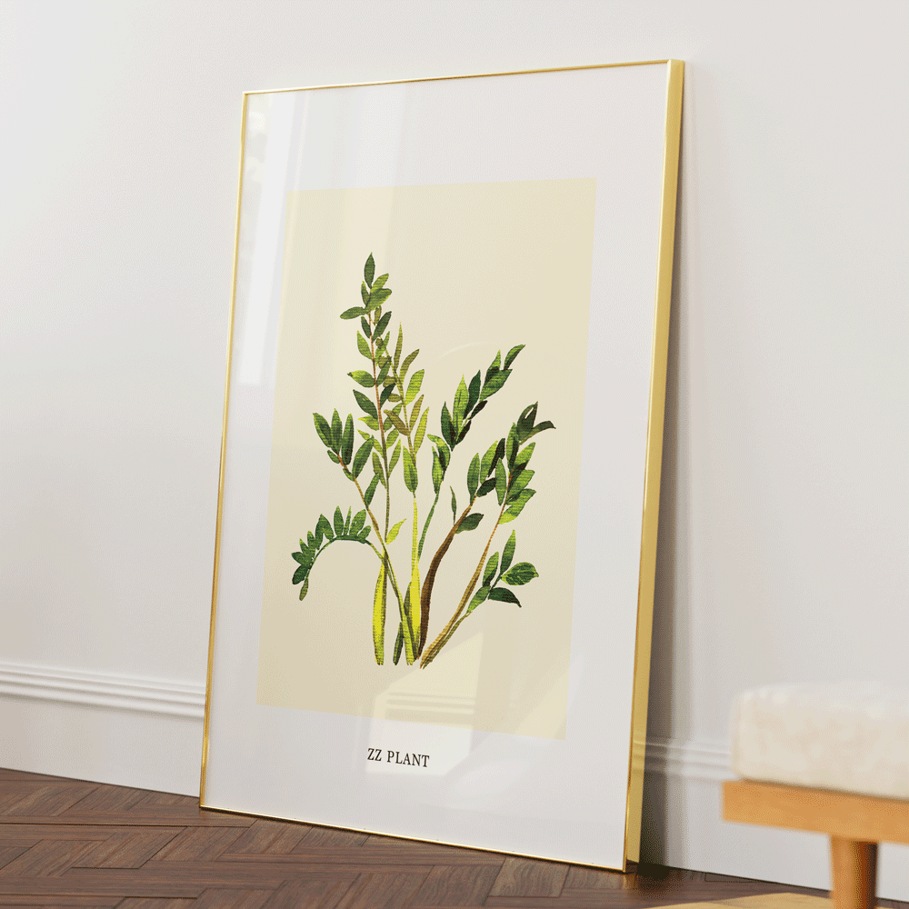 ZZ Plant Nook At You Matte Paper Gold Metal Frame