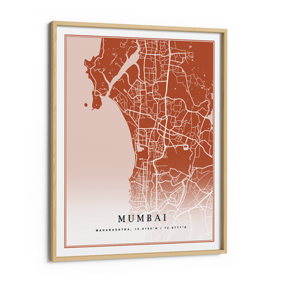 Map Art - Burnt Orange - Classic Nook At You Matte Paper Wooden Frame