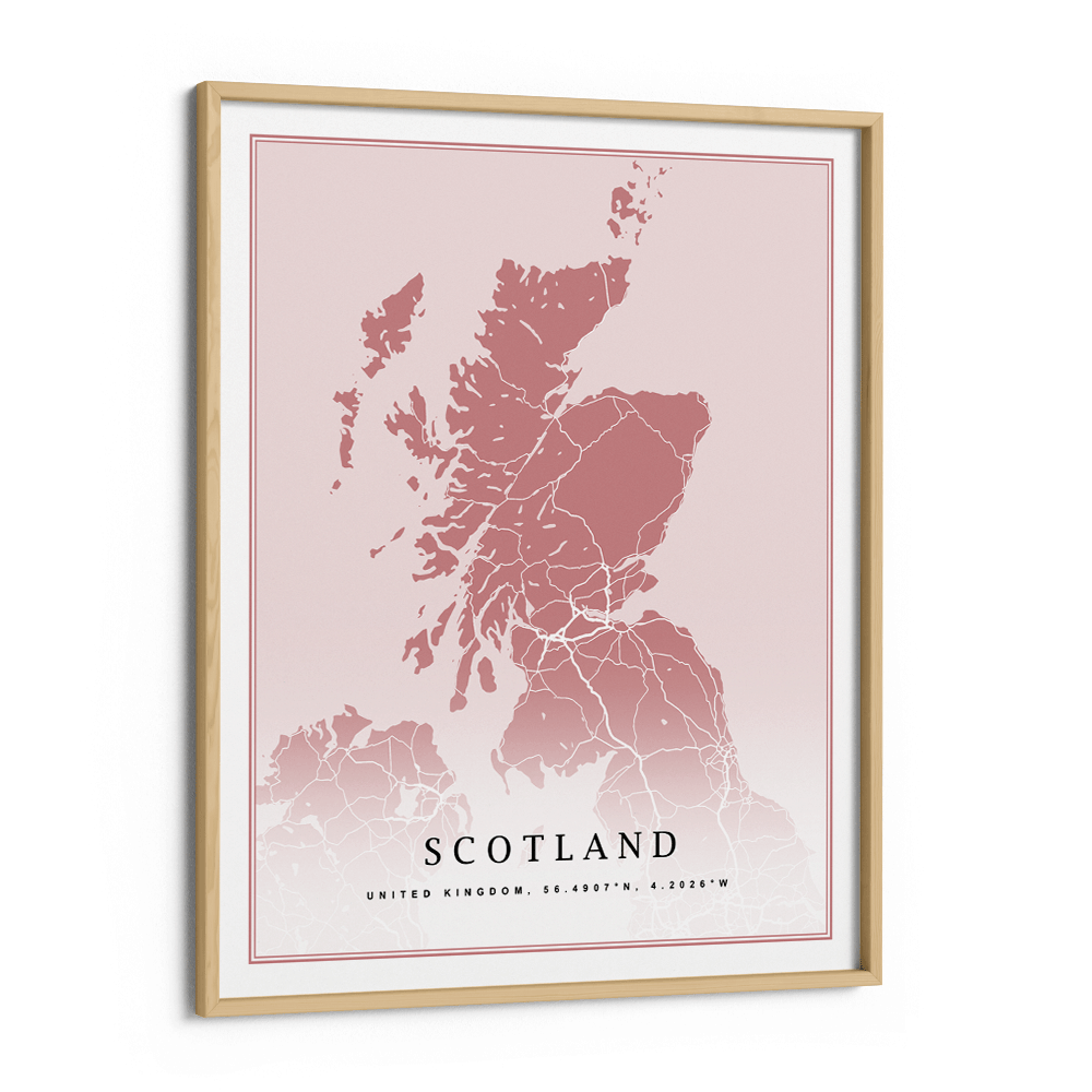 Map Art - Baby Pink - Classic Nook At You Canvas Wooden Frame