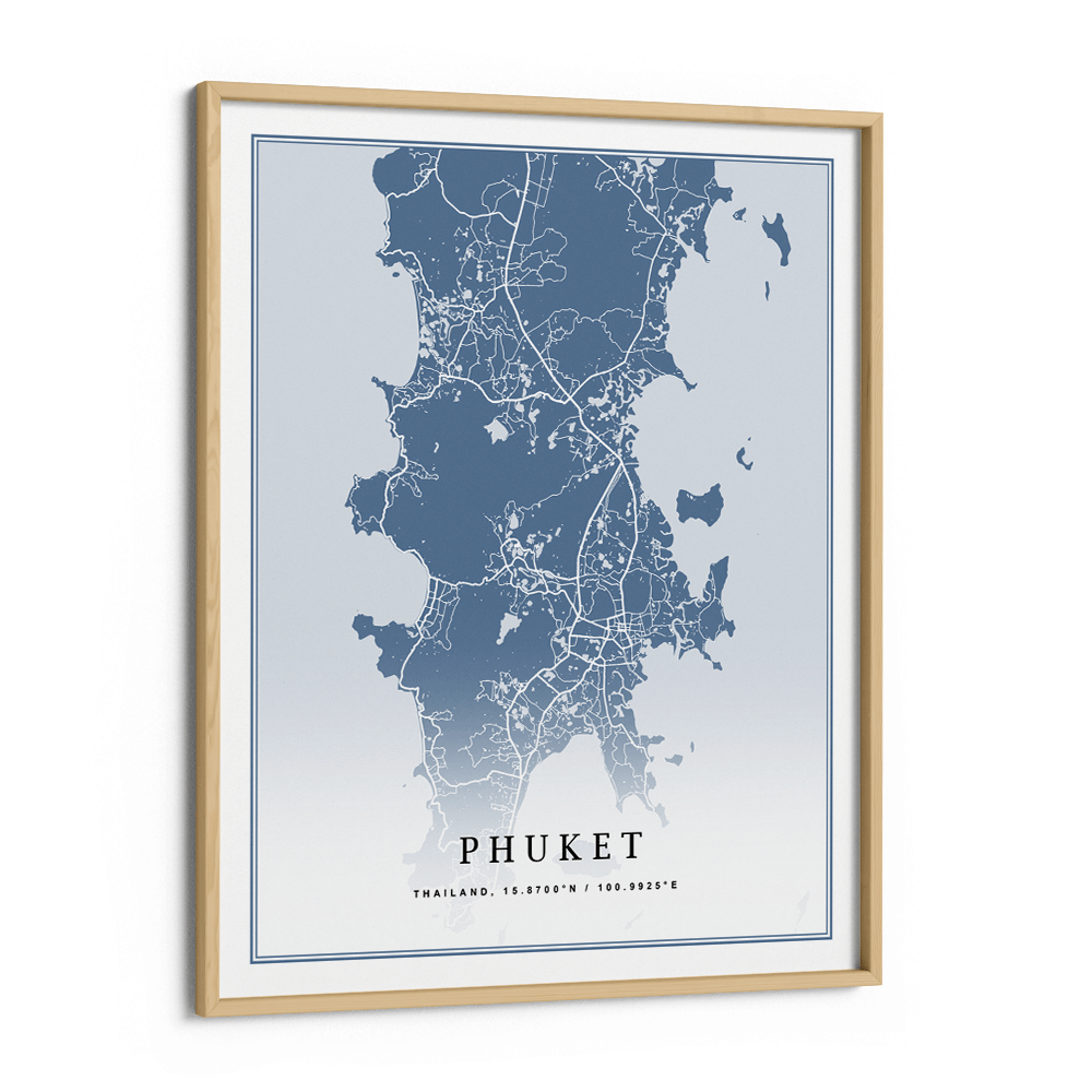 Map Art - Powder Blue - Classic Nook At You Matte Paper Wooden Frame