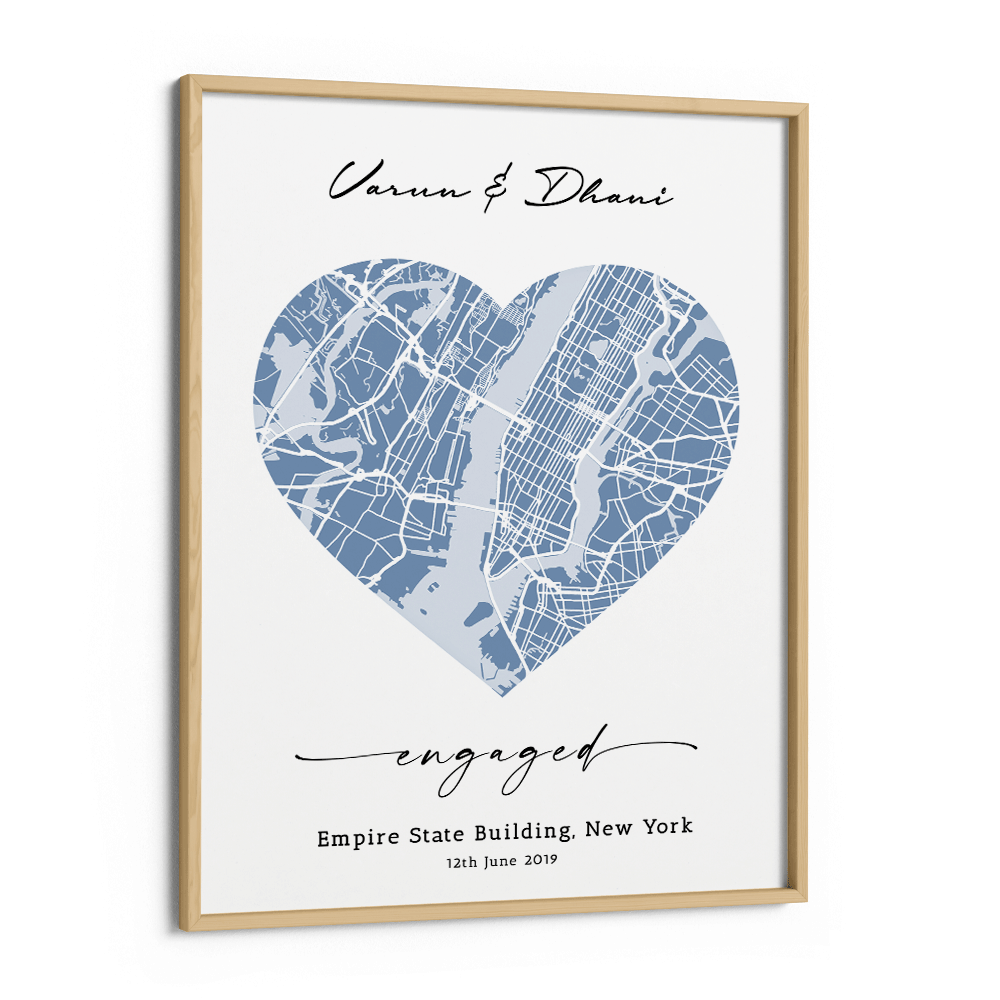 Map Art - Powder Blue - Love Nook At You Canvas Wooden Frame