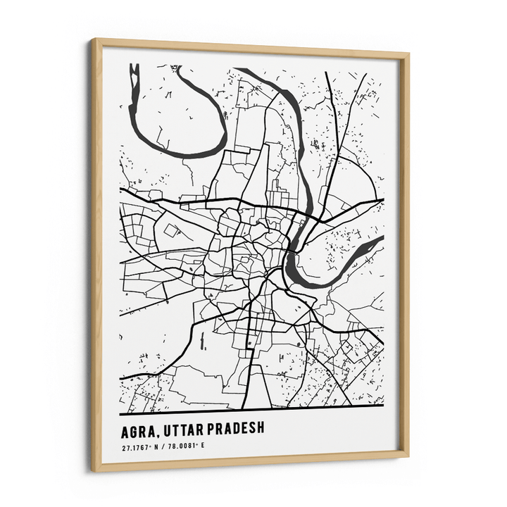 Map Art - White - Pantone Nook At You Matte Paper Wooden Frame