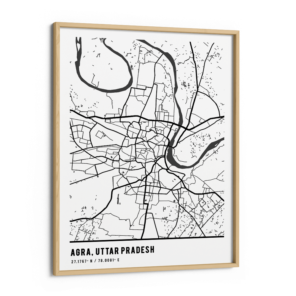 Map Art - White - Pantone Nook At You Matte Paper Wooden Frame