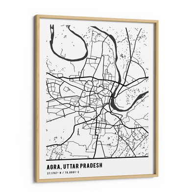 Map Art - White - Pantone Nook At You Matte Paper Wooden Frame
