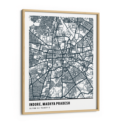 Map Art - Deep Blue - Pantone Nook At You Premium Luster Paper Wooden Frame